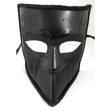 Black Glittered Bauta Masquerade Mardi Gras Mask Mens