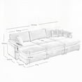 thumbnail image 4 of Modern Tan Corduroy 3-Seater Sofa with 3 Ottoman Beds (220×80×75cm), 4 of 14
