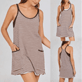 thumbnail image 3 of Women's Summer Striped Athletic Tennis Mini Dress Sleeveless Built-in Shorts Workout Vacation Sundress, 3 of 7