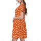 thumbnail image 2 of Balery Dots On Orange Background Vestidos sueltos de manga corta para mujer, vestidos de verano 2025, vestidos casuales de corte A con vuelo., 2 of 6