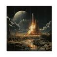 thumbnail image 3 of Designart "Rocketship Lunar Dream " Transportation Print on Natural Pine Wood, 3 of 5