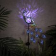 thumbnail image 2 of Estatua de pavo real de jardín de metal, iluminación solar LED, decoración decorativa de jardín de pavo real, iluminación de jardín para terraza y balcón, decoración solar de pavo real al, 2 of 5