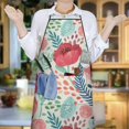 thumbnail image 5 of Women Men Adjustable Bib Apron with Pockets Floral Rose Cooking Kitchen Aprons, 5 of 7