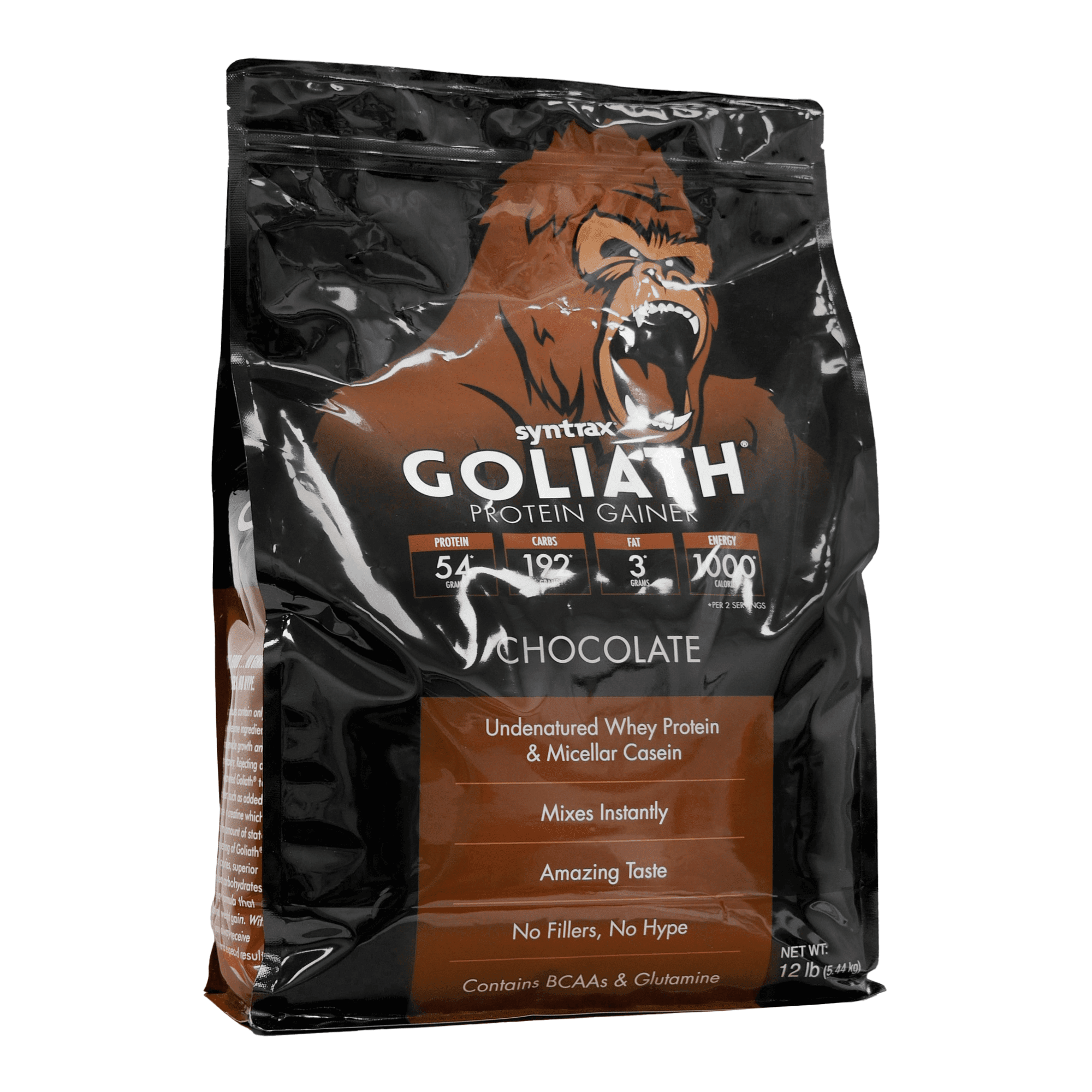Syntrax Goliath Mass Gainer Protein Powder, Undenatured Whey & Micellar Casein, Chocolate, 12 lb