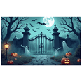 thumbnail image 1 of Halloween Theme Decorative Banner Spooky Atmosphere Jack o Lanterns Gate Design for Outdoor Decorating Holiday Party Night, 1 of 5