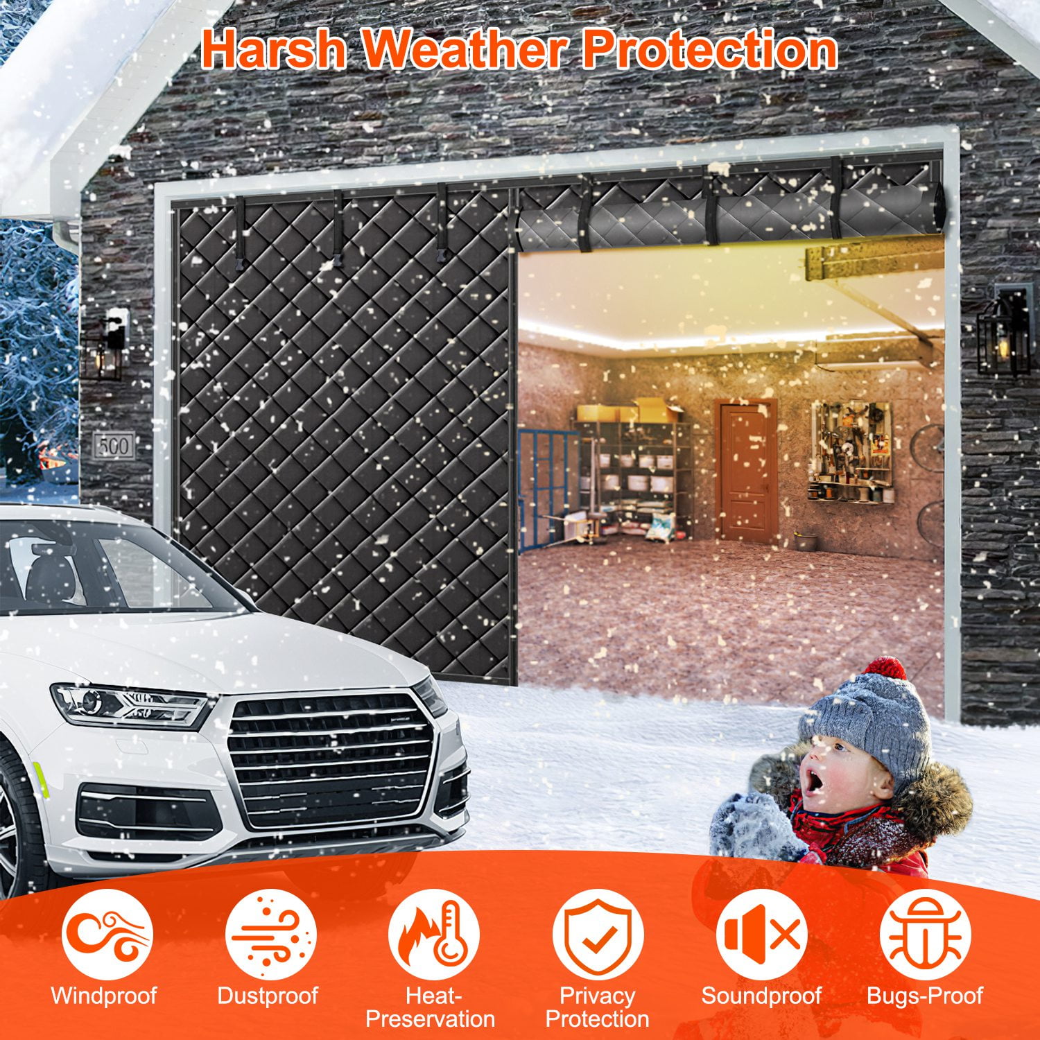 16*7FT Magnetic Thermal Insulated Garage Door