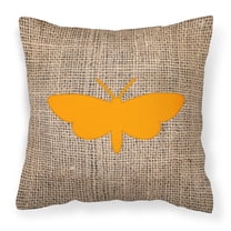 Carolines Treasures BB1059-BL-OR-PW1818 Moth Burlap and Orange   Canvas Fabric Decorative Pillow BB1059 18H x18W
