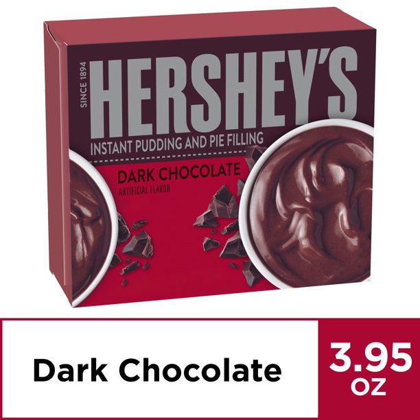 HERSHEY'S Dark Chocolate Instant Pudding and Pie Filling, 3.95 oz Box
