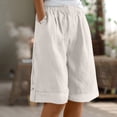 thumbnail image 2 of fheaev Bermuda Shorts for Women High Waisted Wide Leg Shorts Casual Loose Knee Length Shorts with Pockets for Casual Walking Exercise Summer Shorts, 2 of 5