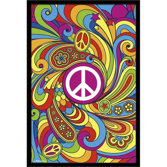 Peace Sign Wall Poster, 22.375" x 34", Framed