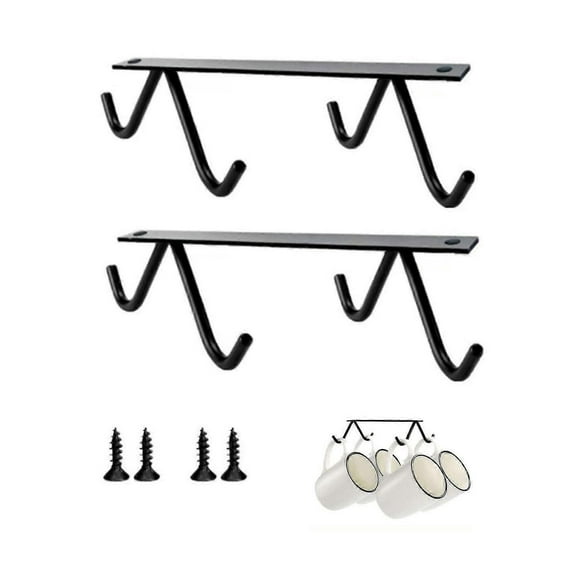 2 Pack X 4 Hook Coffee Cup Hangers Tea Cup Organizer & Drying Rack For Mugs Coffee Cups Beer Mug & Kitchen Utensils