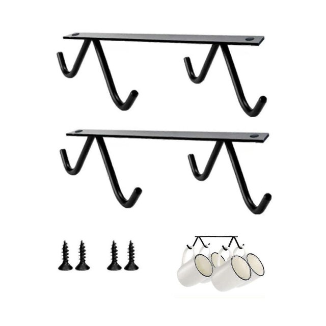 2 Pack X 4 Hook Coffee Cup Hangers Tea Cup Organizer & Drying Rack For Mugs Coffee Cups Beer Mug & Kitchen Utensils