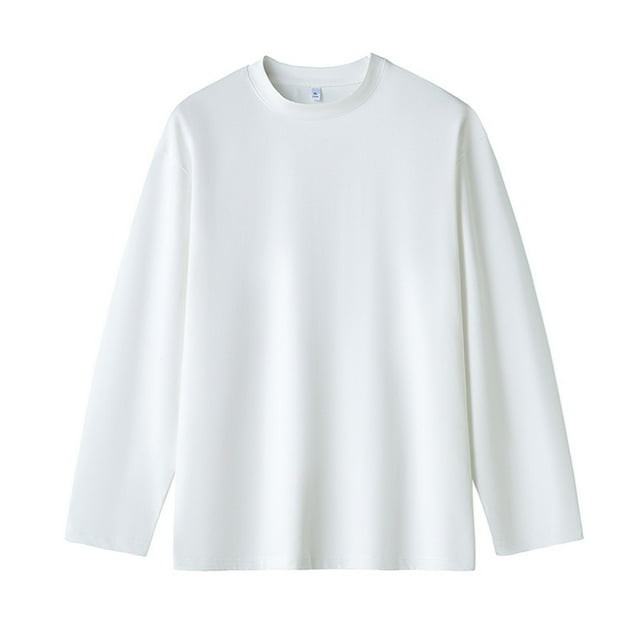 Jalioing T-Shirt pour Homme, Couleur Unie, Col Rond, Manches Longues, T-Shirt Basique, Automne Hiver, Décontracté, Ample, sous-Vêtements