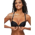 thumbnail image 2 of YANDW Women's Racerback Push Up Bra Front Closure Padded T-Shirt Bras Seamless Underwire Add Cup, Black 36C, 2 of 6