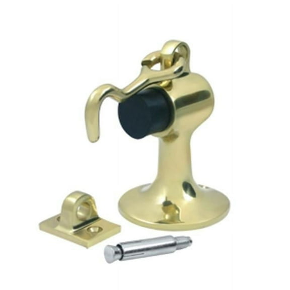 Deltana DSF444U3 Cement Floor Mount Bumper with Holder; Bright Brass Finish