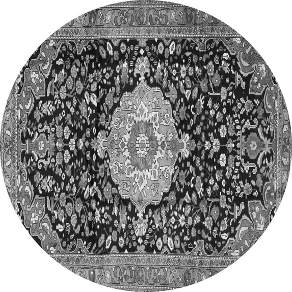 Ahgly Company Indoor Round Medallion Gray Traditional Area Rugs, 4' Round