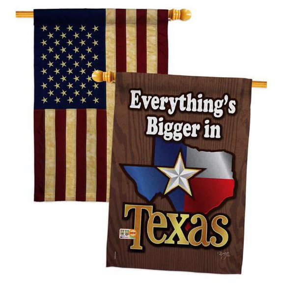 Breeze Decor BD-SS-HP-108067-IP-BOAA-D-US12-BD 28 x 40 in. Impressions Decorative Vertical Double Sided USA Vintage Texas Americana States Applique House Flags - Pack of 2