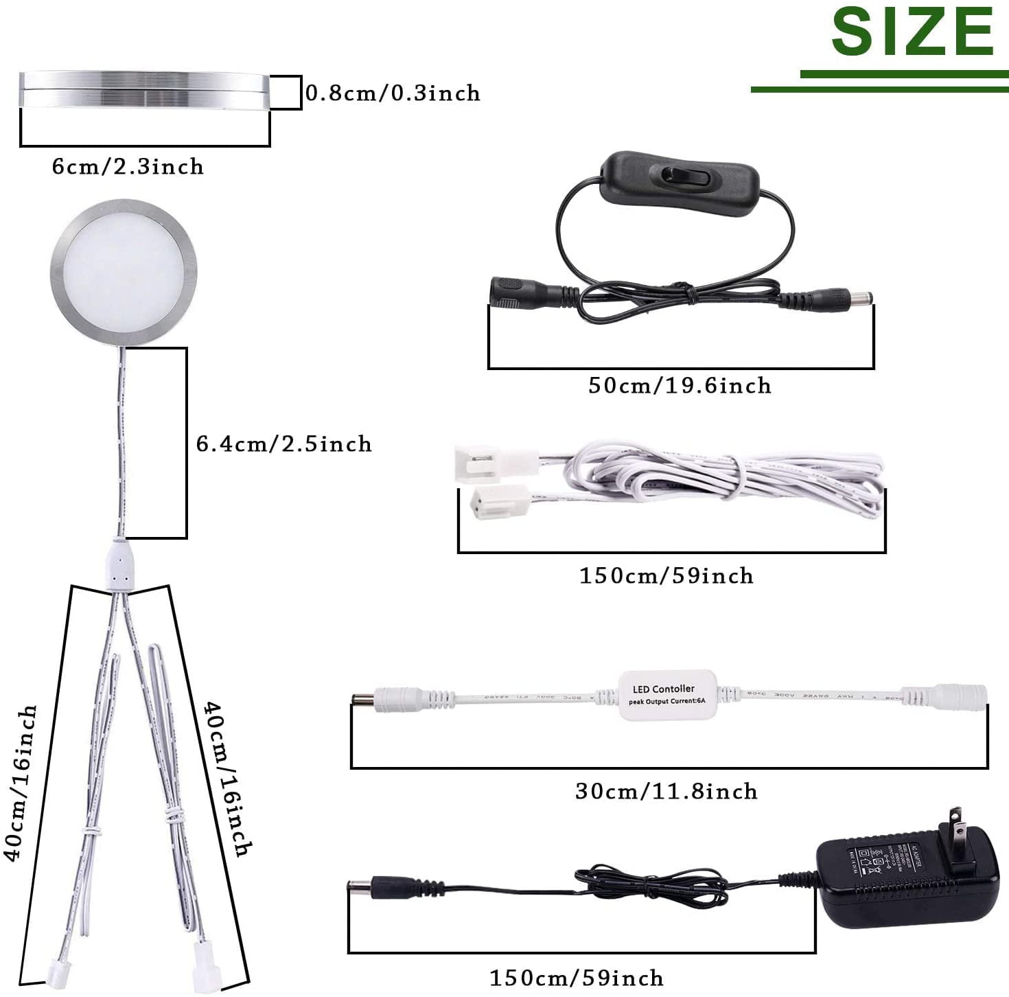 Linkable Under Cabinet LED Puck Lights - 12V Slim Aluminum, Dimmable with RF Remote Control & UL Listed Transformer, Warm White (Set of 6)