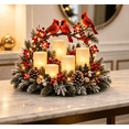 thumbnail image 7 of Cardinal Christmas Table Arrangement Flameless Candle Table Decor with Frosted Pine Branches Berries and Warm String Lights, 7 of 7