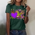 thumbnail image 4 of TSADFHJI Chandail en Molleton pour Femmes Graphique Femmes Décontracté Impression Mardi Chemises Col Rond Manches Courtes Tee Tops Tunique Blouse L Vert, 4 of 5