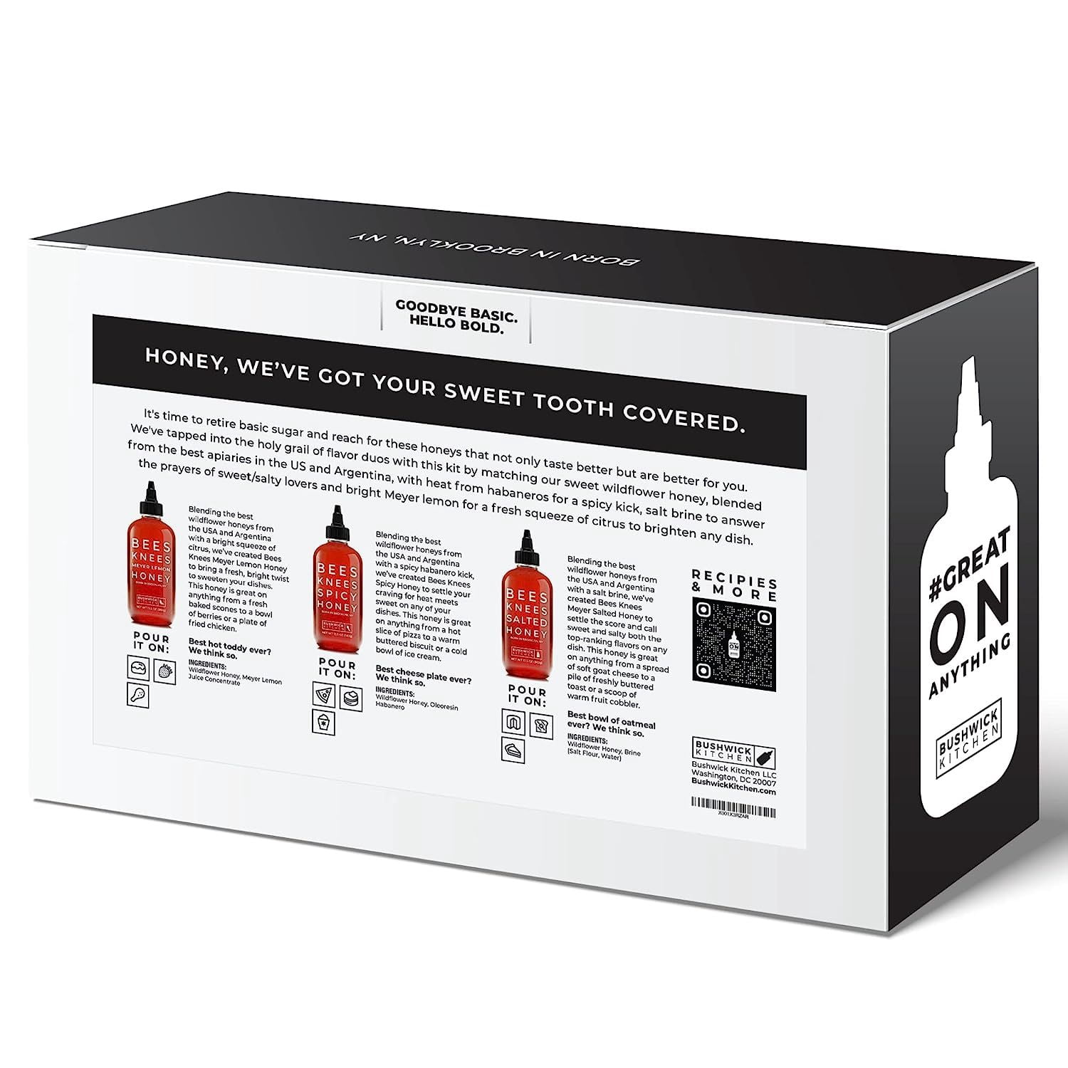 Bushwick Kitchen Bees Knees Honey Sampler Gift Box Three(3) 12.5 Ounce Bottles of Natural Honey
