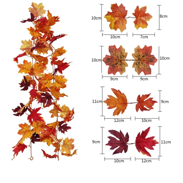 AKEGAMN Fall Decor Festival Simulation Maple Leaf Rattan Decoration Christmas Party Wall Hanging Maple Leaf Rattan