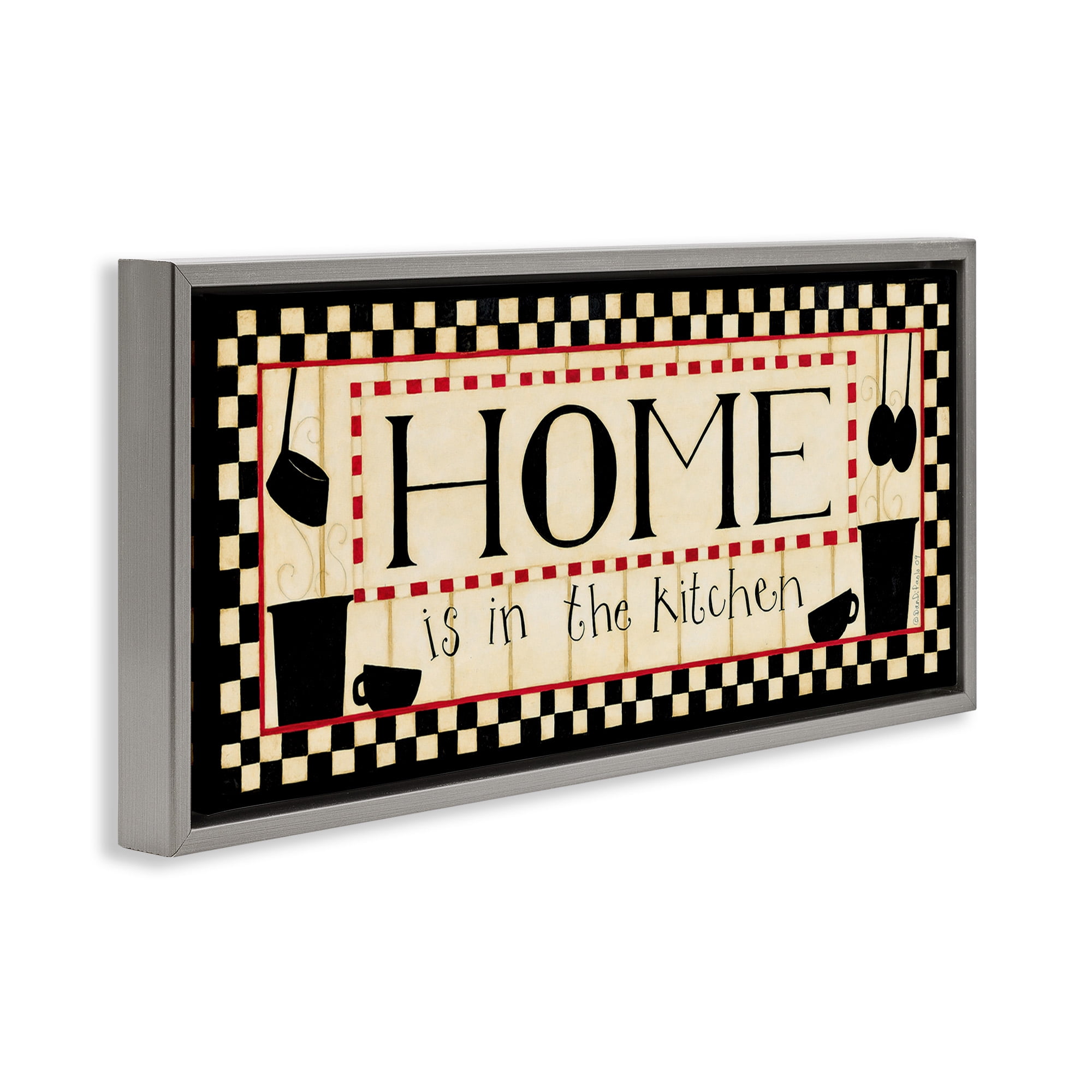 Stupell Industries Vintage Family Kitchen Phrase Food & Beverage Painting Gray Floater Framed Canvas Art Print Wall Art, 25 x 11