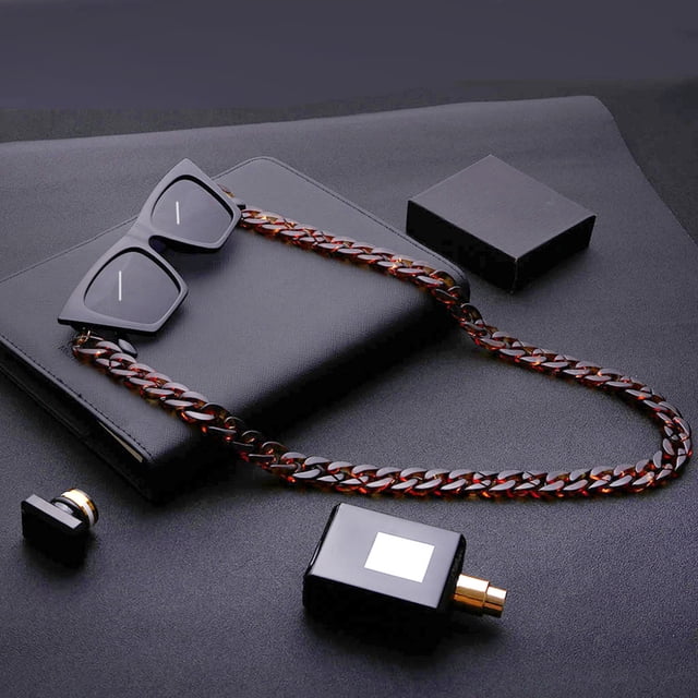 Homoyoyo Eyeglass Chain For Men Eyeglasses Rope Exaggerated Design Tortoise Shell Texture Alloy PVC Metal 1Set