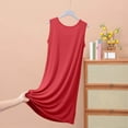 thumbnail image 4 of Aobny Women’S Pajamas Modal Plus Plain Red Sleep Shirts Sleeveless Crew Neck Short Family Matching Pajamas,XXXL, 4 of 5