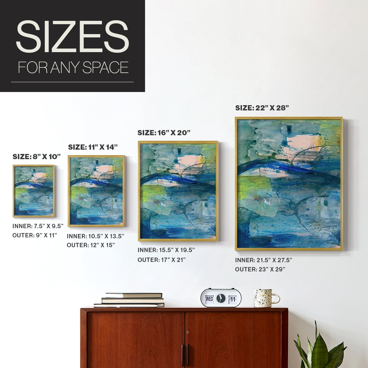 Spring Winds VIII in Gold Solid Wood 22 x 28 Framed Print