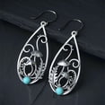 thumbnail image 1 of enjoywould 1 Paire Boucles d'Oreilles Dangle Style Rétro Multi Branches Feuilles Enroulement Goutte d'Eau Conception Creux sur Faux Turquoise Cadeau Femmes Forme de Champignon Pendentif Boucles d'Oreilles Bijoux pour un Usage Quotidien, 1 of 4