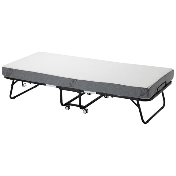 Portable Twin Rollaway Bed with 5 Inch Memory Foam Mattress, 31x75 Inch Foldable Guest Bed with Sturdy Metal Frame for Adults