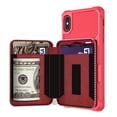 thumbnail image 4 of iPhone XR Wallet Case, Dteck iPhone XR Case with Credit Card Holder Slot Leather Wallet Shockproof Protective Zipper Pocket Purse Case For Apple iPhone XR 6.1 inch, Red, 4 of 9