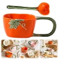 thumbnail image 1 of WHEANG 1 Set Pumpkin Ceramic Coffee Mug Set With Spoon Large Handle Design For Coffee Tea More Present For Friends Family Easy To Maintain, 1 of 9