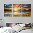 thumbnail image 3 of ONETECH Sunset Mountain Canvas Wall Art - Nature Canvas Pictures for Wall Decor Sunflowers Lake Grand Teton National Park Scenery Canvas Painting Landscape Artwork Living Room12''x16''X3 Panels, 3 of 4