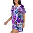 thumbnail image 2 of Picia Flying Butterflies Pajamas Sets for Women Soft Short-Sleeved Pjs with Lounge Shorts Two Piece Sleepwear-Medium, 2 of 9