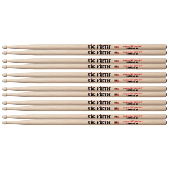 Paquete de 6 pares de baquetas Vic Firth Extreme X5A con punta de madera