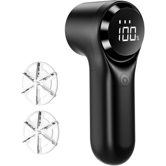 Fabric Shaver, Electric Lint Remover, Rechargeable Lint Shaver, Sweater Defuzzer to Remove Pilling, Battery Operated, 6-blade, 3-speed with LED Display for Clothes, Upholstery, Furniture, Black