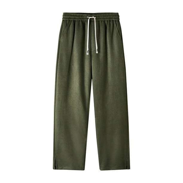 Pantalones de hombre de longitud completa, color liso, cintura elástica, bolsillo recto, pantalones de celebridad finos, pantalones de hombre