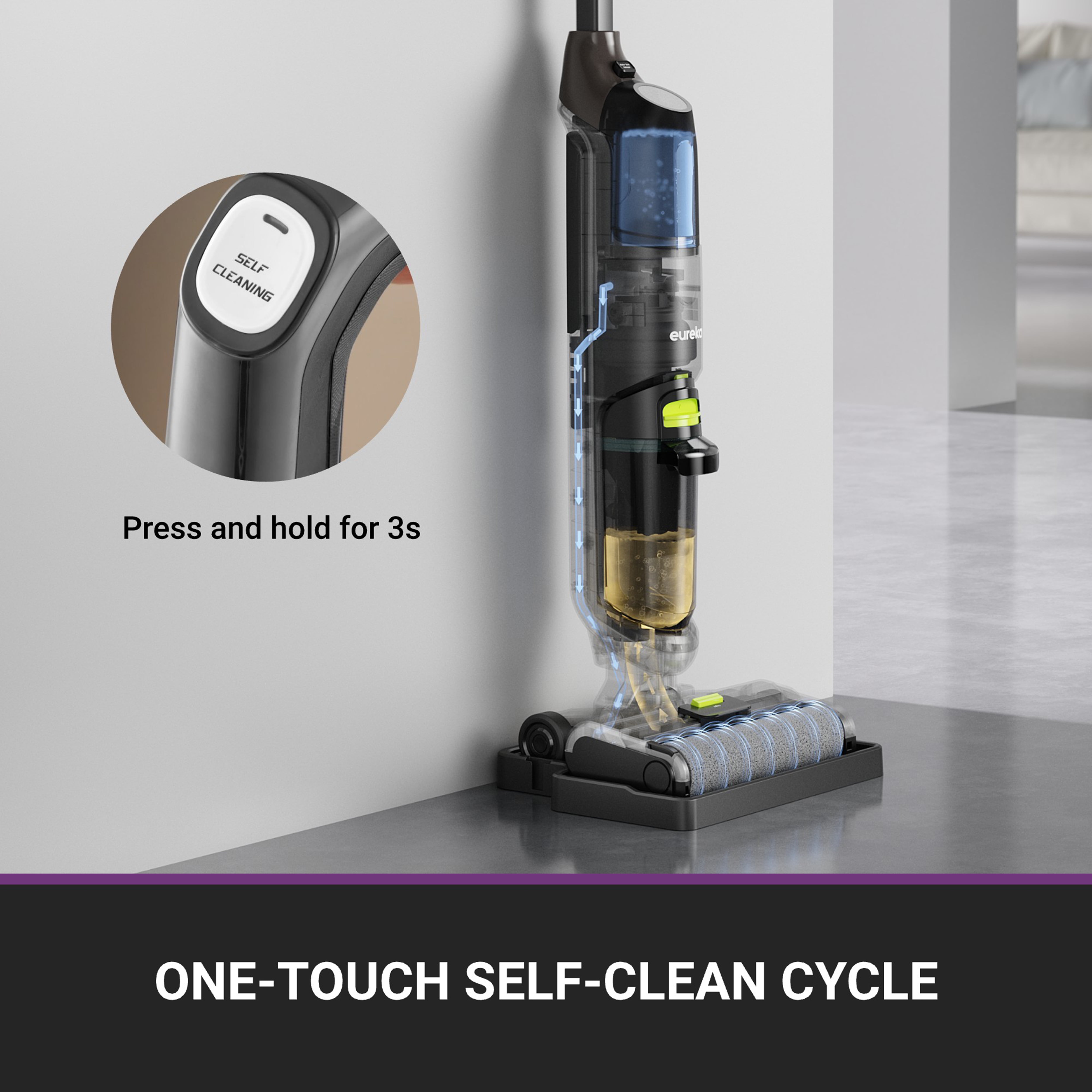 Eureka Wet and Dry Vacuum, Cordless, Dual Tank, Multi-Surface, Self-Cleaning System, Black
