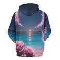 thumbnail image 3 of Pink Roses, Butterfly, Moonlit Beach Men's Women Vintage 3D Hooded Sweatshirt - All-Season Loose Fit Streetwear, 3 of 6