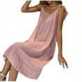 thumbnail image 4 of HomeGardon,Nightgowns for Women Sleepwear,Solid Color Soft Nightdress Women's Summer Thin Sleeveless Medium Length Large Size Home Wear,M-XXXL, 4 of 9