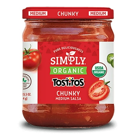 Tostitos Simply Organic Chunky Medium Salsa, 15.5 oz Jar