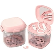 Retainer Case, Denture Bath Box with Strainer Basket, Mouth Guard Case, Braces Cleaner Cup, Cute Denture Holder Night Guard Storage Soak Container for Travel Cleaning