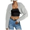 thumbnail image 1 of Women's Long Sleeve Open Front Ribbed Knit Crop Cardigan Polyester for Casual Outings, 1 of 4