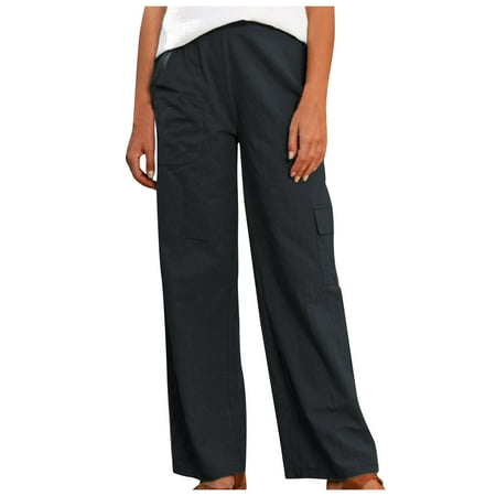 

Leggings for Women Womens Jeans Women Linen Multi-Pockets Plain Casual Pants Loose Fit Long Trousers Overalls Pants Maternity Leggings Bell Bottom Jeans for Women Clearance Black L