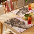 thumbnail image 4 of Sleeping Cat Spring Placemats Set of 6 Pink Cherry Blossoms Branches Place Mats Indoor Wipeable Table Mats Washable Cloth Dining Table Placemats for Kitchen Holiday Party Home Decor 13x19 Inch, 4 of 9