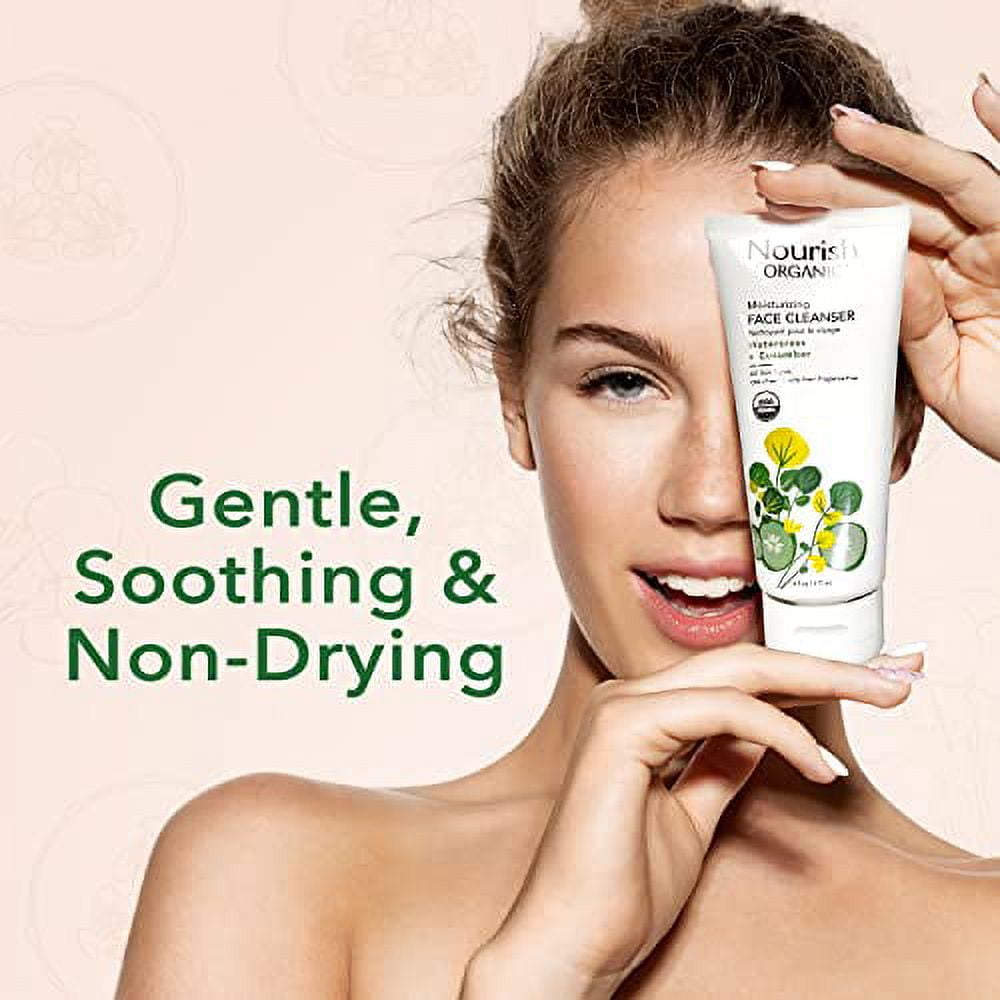 Moisturizing Face Cleanser With Aloe Vera/Watercress/Cucumber (Natural Source Of C), Face Wash For Women, Organic Face Wash For Sensitive Skin, 6 Fl Oz (Pack Of 2)