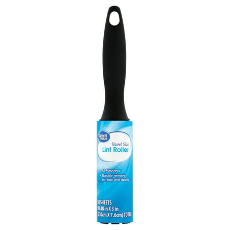Great Value Lint Roller, Travel Size, 30 Sheets