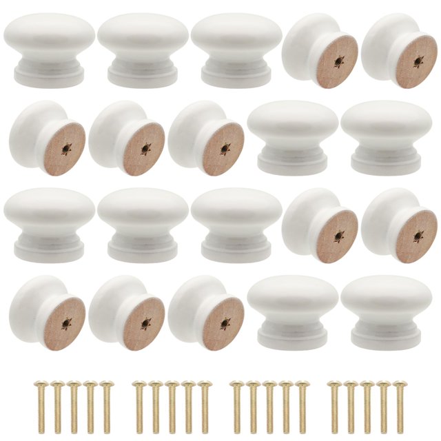 Pomeles de gabinete de madera Cangder 20 piezas blanco 3.3 cm de diámetro